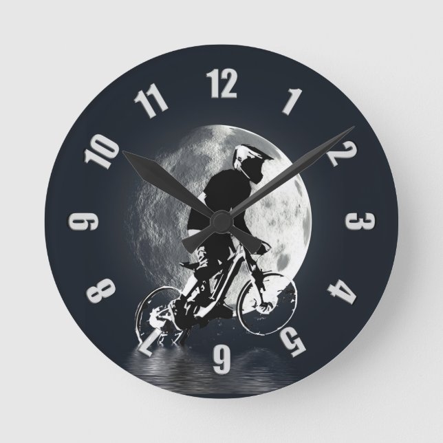 Chasing the Moon - Mountain Biker  Round Clock (Front)