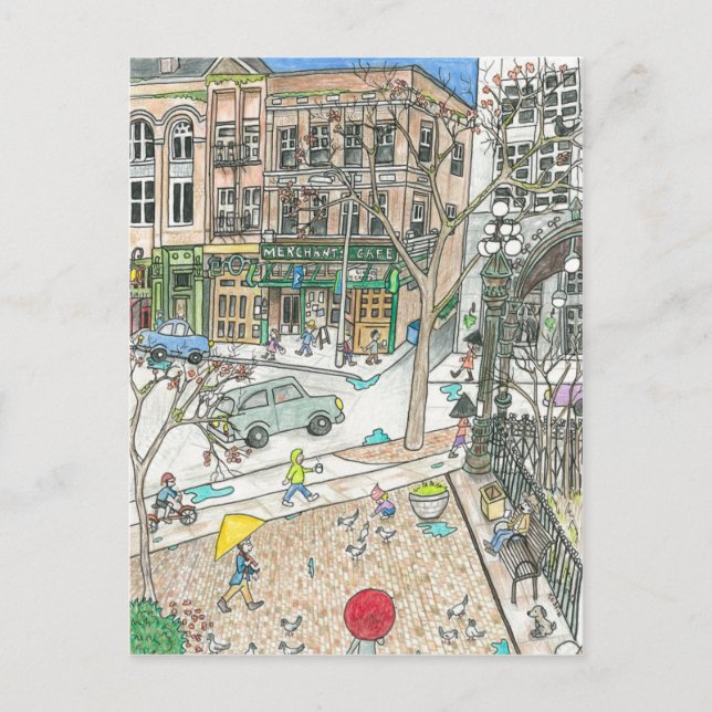 Chasing the Rainbows, Pioneer Square, Seattle Postcard (Front)