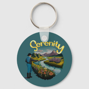 Chasing Trout In Mountain Stream Keychain
