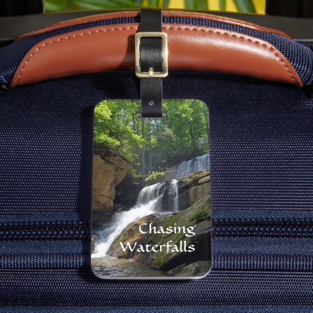 Chasing Waterfalls Mountain Photographic Luggage Tag (Front Insitu 2)