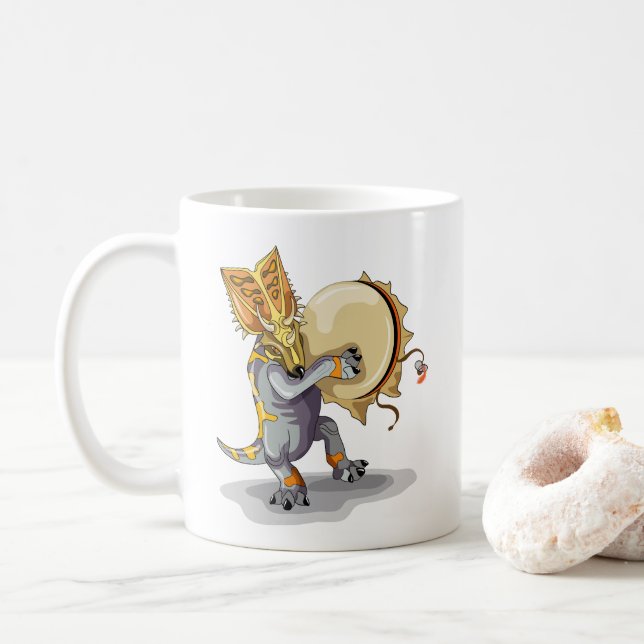 Chasmosaurus Dancing A Shaman Ritual Coffee Mug (With Donut)