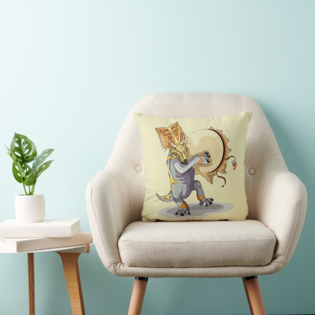 Chasmosaurus Dancing A Shaman Ritual Throw Pillow (Chair)