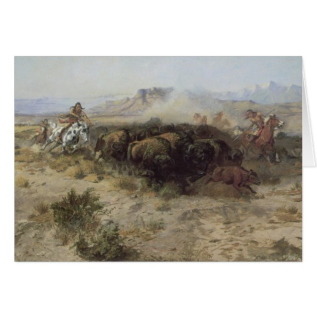 Chasse au bison no 26 par CM Russell, Indiens Vint (Devant horizontal)