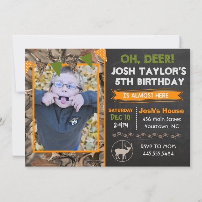 Chasse aux cerfs Camo Invitation Anniversaire (Devant)