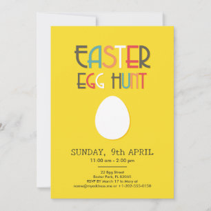 Chasse aux oeufs de Pâques Invitation jaune avec t