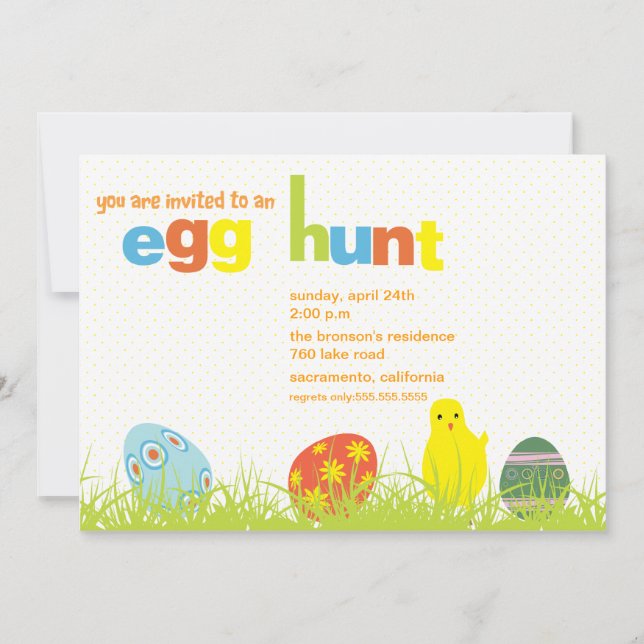Chasse aux oeufs - Invitation à la fête de Pâques (Devant)
