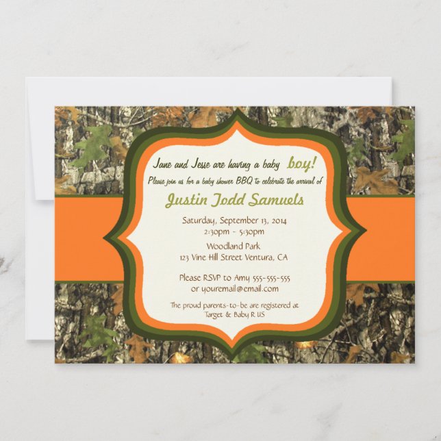 Chasse Camo Baby Shower Invitation (Devant)