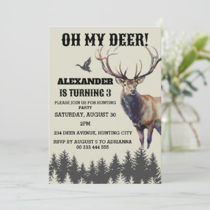 Chasse Camo Deer Enfants et Hommes Invitation Anni