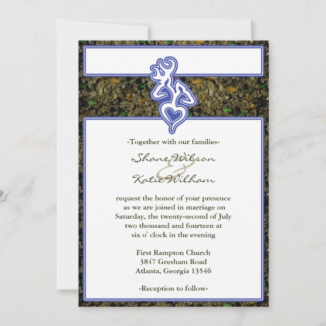 Chasse Camo Invitation personnalisée en couleur de (Devant)