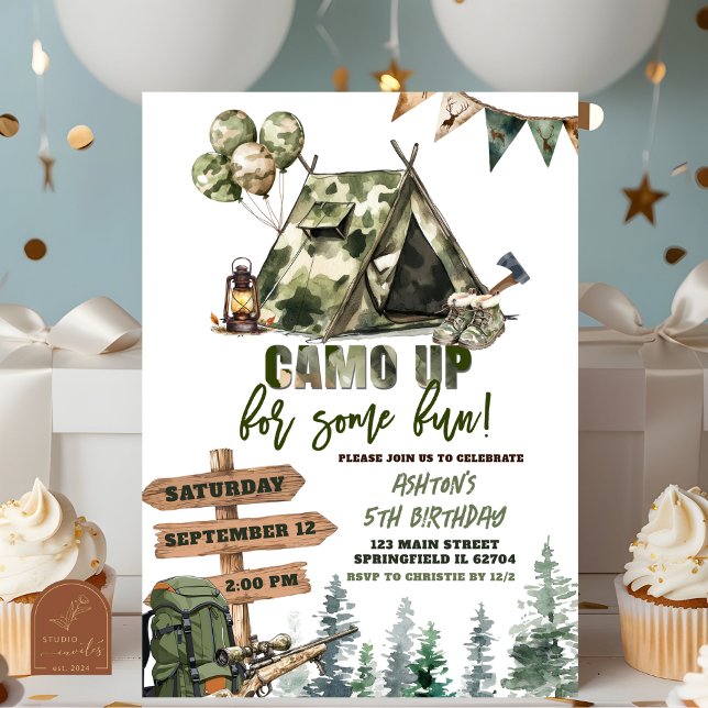 Chasse Camo pour un anniversaire Invitation (Créateur téléchargé)