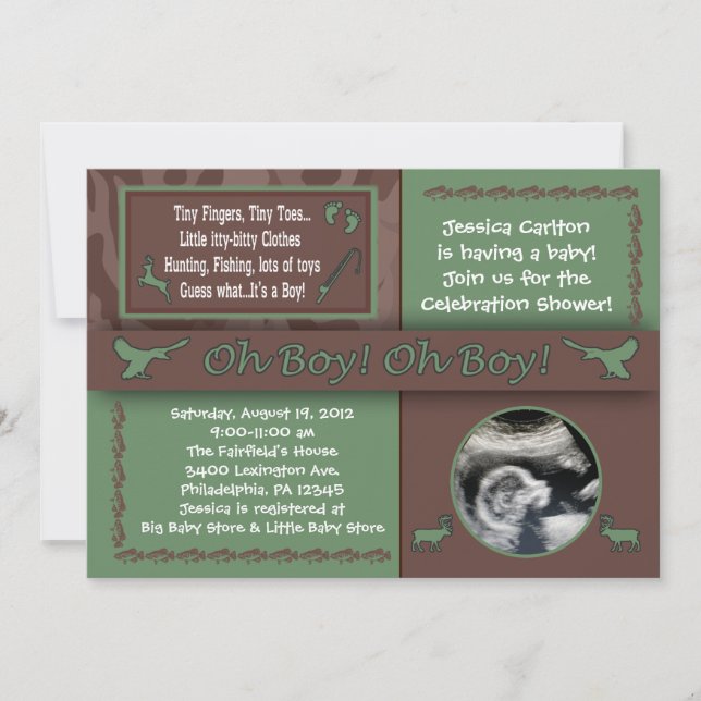 Chasse et pêche Invitations de douches pour bébés (Devant)