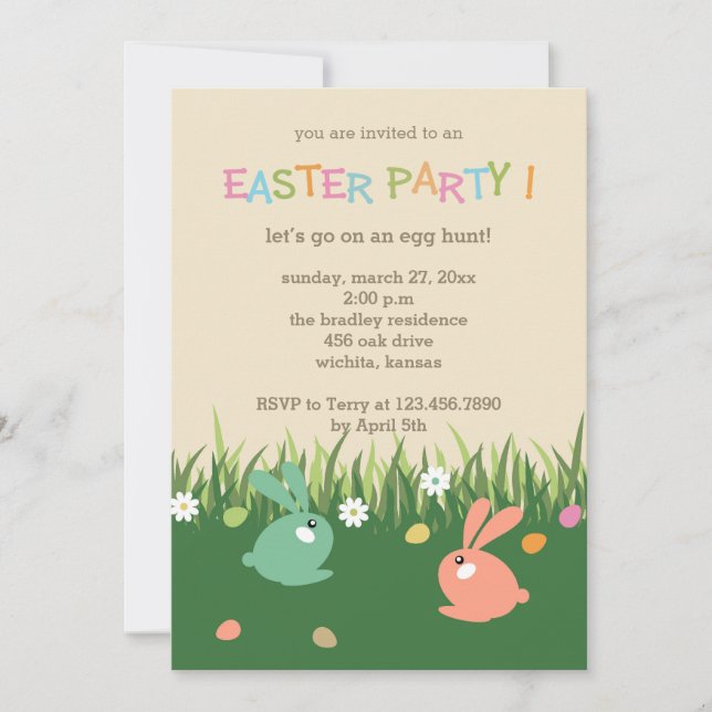 Chasse pour les oeufs de Pâques Invitations de fêt (Devant)