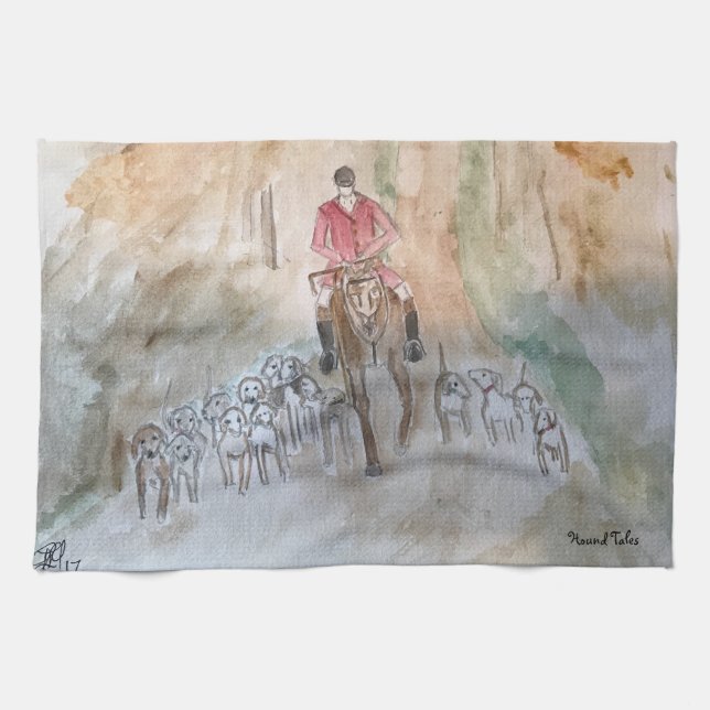 Chasse Renard Scene Torchon (Serviette de cuisine) (Horizontal)