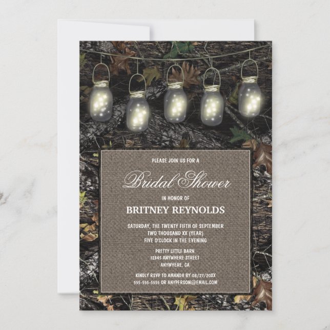 Chasse Rustique Camo Bridal Shower Invitations (Devant)