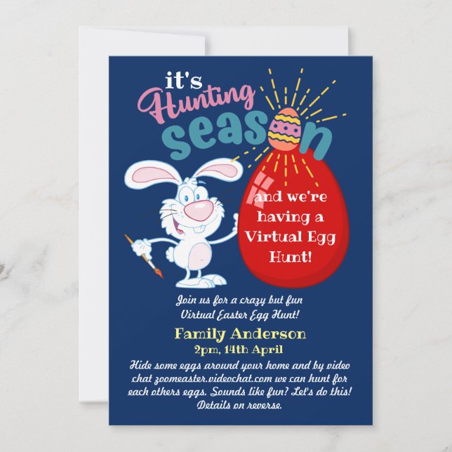 Chasse virtuelle aux oeufs de Pâques ! Invitations (Devant)