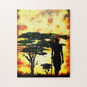 Chasseur africain avec puzzle de vitesse - Peintur