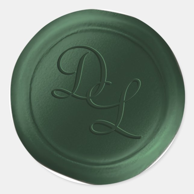 Chasseur Vert 2 Lettre Monogramme Stickers Cire (Devant)