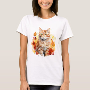 Chat 7 en T-shirt automne