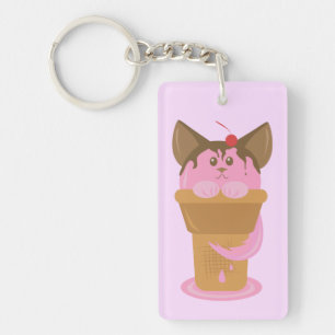 Chat à crème glacée fraise