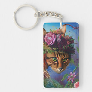 chat à fleurs art casquette