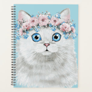 Chat à fleurs blanc sucré