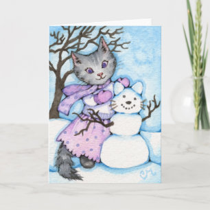 Chat à Neige - Carte de voeux Cute Kitty