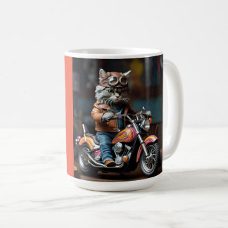 Chat adorable sur moto Mug café