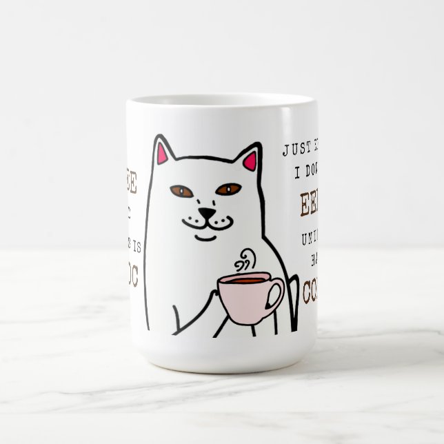 Chat amusant avec la Coupe du Café et les mots Mug (Centre)