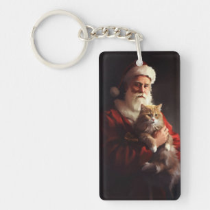 Chat angora turc Père Noël Fête de Noël