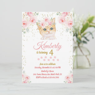 Chat Anniversaire Invitation Kitten Party Pawty Gi