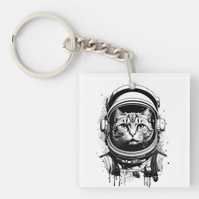 Chat astronaute noir et blanc (Devant)