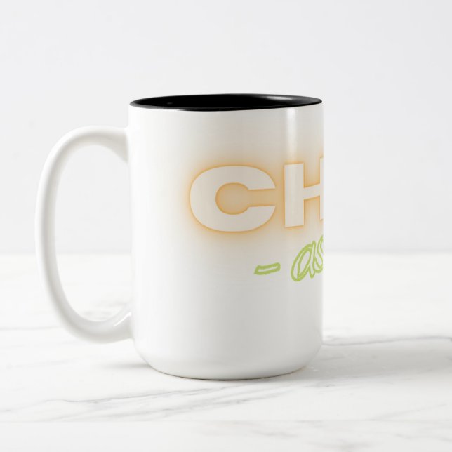Chat-astrophe! French expression cat Two-Tone Coffee Mug (Left)