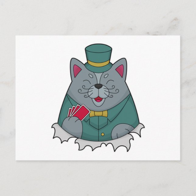 Chat au poker avec cartes de poker (Devant)