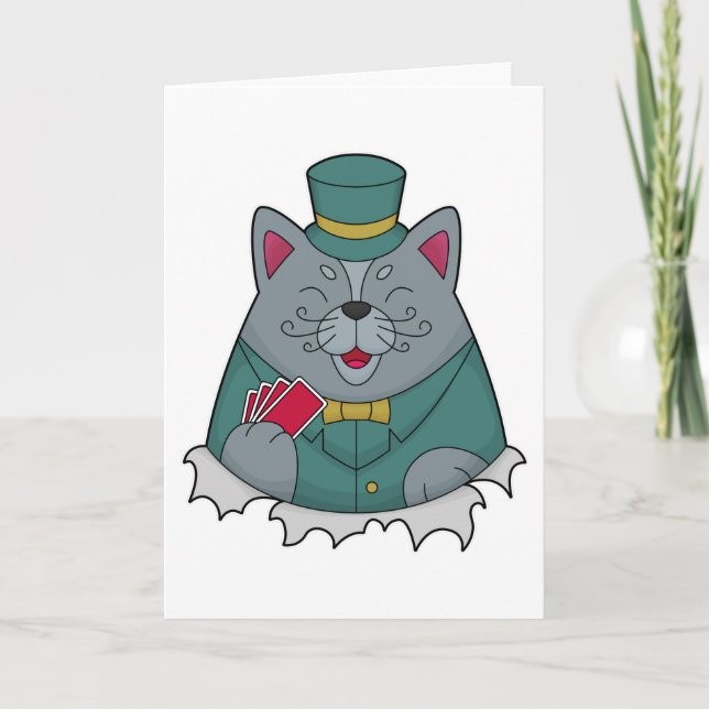 Chat au poker avec des cartes de poker (Devant)