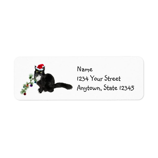 Chat avec arbre de Noël Retourner l'adresse Étique (Devant)