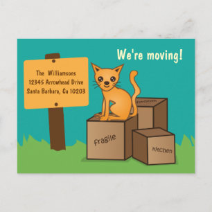 Chat avec Boîtes - Nous déménageons Carte postale