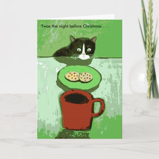 Chat avec la carte de Noël de biscuits (Devant)