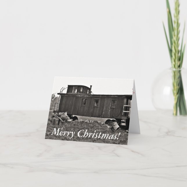Chat avec la carte de Noël de train - la beauté de (Devant)