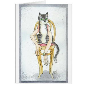 "Chat avec la carte vierge de bras humains"