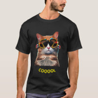 Chat avec lunettes de soleil colorées T-shirt