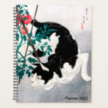 Chat avec Plante de tomate par Takahashi, Art Japo