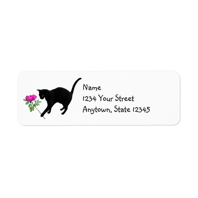Chat avec Rose Rose Retour Étiquettes d'adresse (Devant)