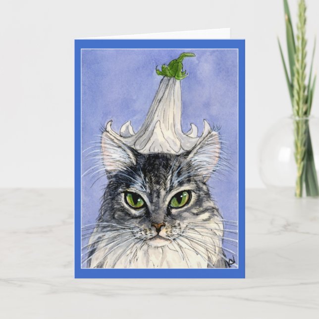 Chat avec une carte de voeux Lily casquette (Devant)
