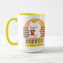 chat avec une citation de tasse de café coeur