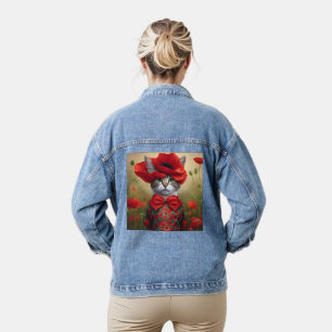 Chat avec une robe faite de coquelicot