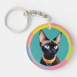 Chat avec yeux frappants par miroir circulaire