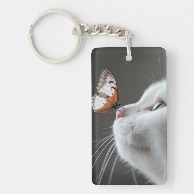 Chat blanc avec papillon (Devant)