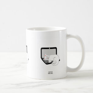 Chat Blanc Dormir Sur La Mug De Café Ordinateur Po