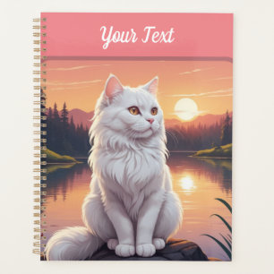 Chat blanc par lac