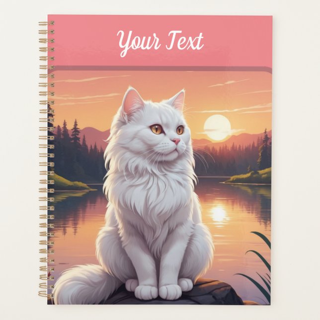 Chat blanc par lac (Devant)